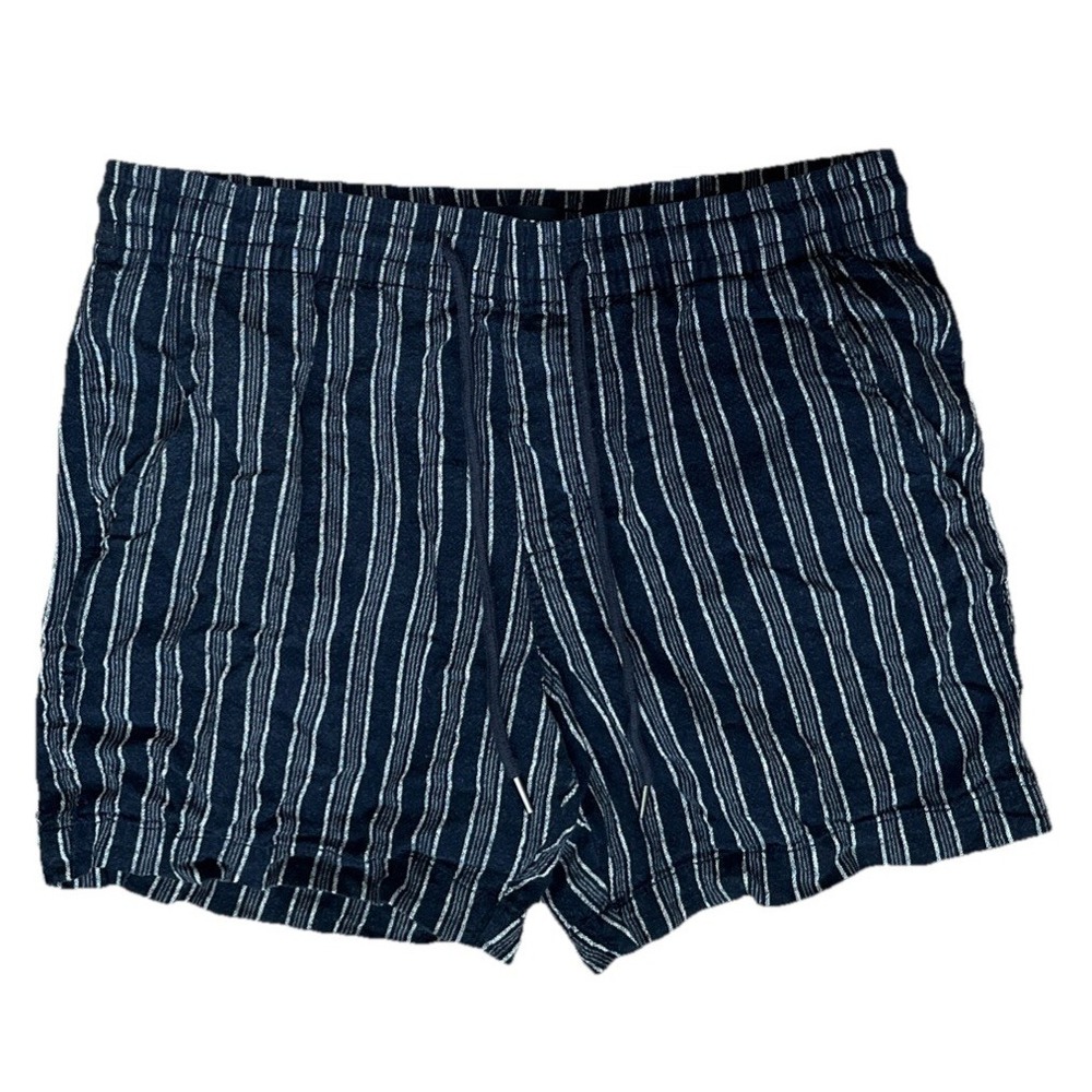 Aeropostale 6" Linen Blend Drawstring Shorts Mens M Blue White Stripe